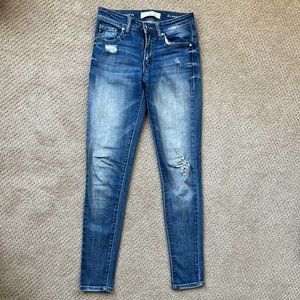 Kancan mid-rise distressed denim super skinny jeans, Size 26